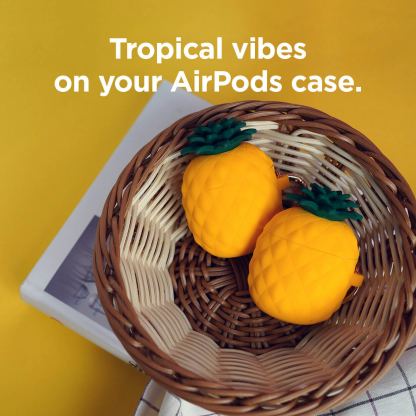 Elago Airpods Pineapple Design Silicone Case - силиконов калъф с карабинер за Apple Airpods и Apple Airpods 2 (оранжев) 2