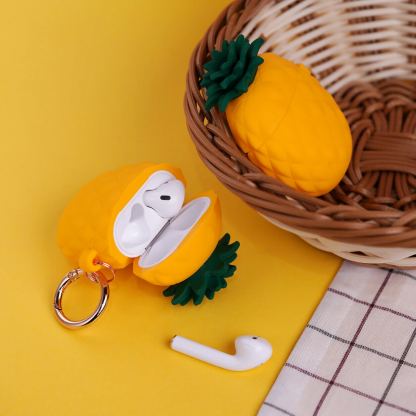 Elago Airpods Pineapple Design Silicone Case - силиконов калъф с карабинер за Apple Airpods и Apple Airpods 2 (оранжев) 3
