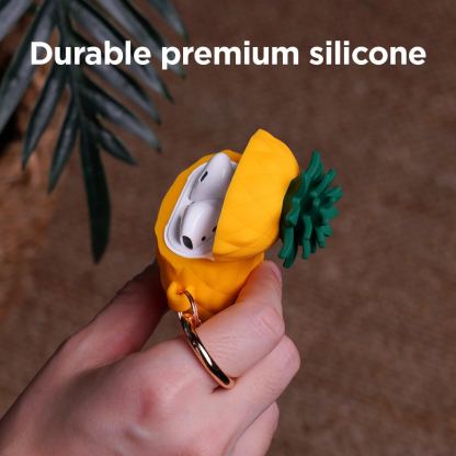 Elago Airpods Pineapple Design Silicone Case - силиконов калъф с карабинер за Apple Airpods и Apple Airpods 2 (оранжев) 5