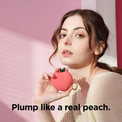 Elago Airpods Peach Design Silicone Case - силиконов калъф с карабинер за Apple Airpods и Apple Airpods 2 (червен)  5