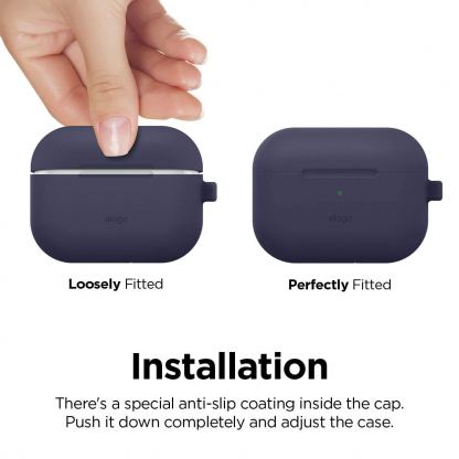 Elago Airpods Original Hang Silicone Case - силиконов калъф с карабинер за Apple Airpods Pro (тъмносин) 3