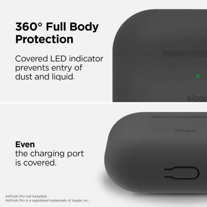 Elago Airpods Original Basic Silicone Case - силиконов калъф за Apple Airpods Pro (тъмносив) 4