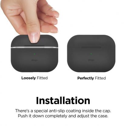 Elago Airpods Original Basic Silicone Case - силиконов калъф за Apple Airpods Pro (тъмносив) 5