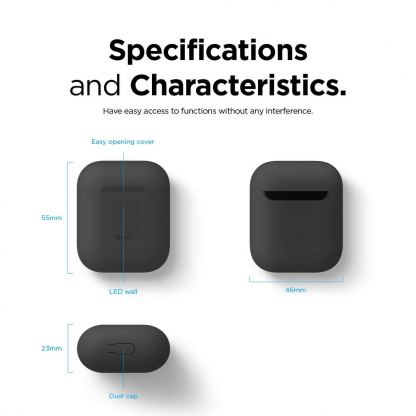 Elago Airpods Skinny Silicone Case - тънък силиконов калъф за Apple Airpods и Apple Airpods 2 (черен)  4