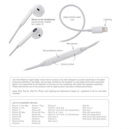 4smarts In-Ear Stereo MFI Lightning Headset Melody 2 - слушалки със сертифициран Lightning кабел, управление на звука и микрофон (бял)(bulk) 3