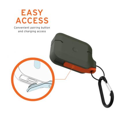 Urban Armor Gear Soft Touch Waterproof Silicone Hang Case - водо и удароустойчив силиконов калъф с карабинер за Apple Airpods Pro (тъмнозелен) 4