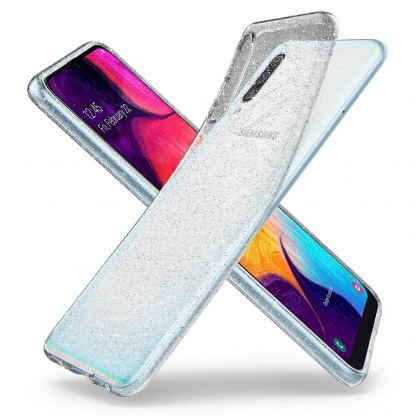 Spigen Liquid Crystal Glitter Case - тънък силиконов (TPU) калъф за Samsung Galaxy A50s, A50, A30s (прозрачен)  4