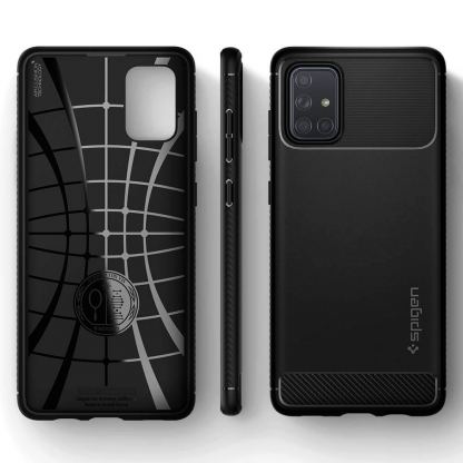 Spigen Rugged Armor Case - тънък качествен силиконов (TPU) калъф за Samsung Galaxy A71 (черен) 4