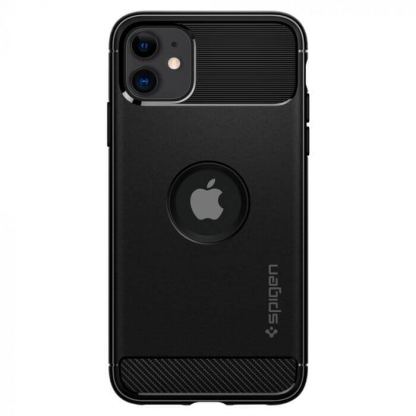 Spigen Rugged Armor Case - тънък качествен силиконов (TPU) калъф за iPhone 11 (черен) 2