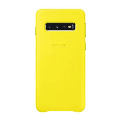 Samsung Leather Cover EF-VG973LYEGWW - оригинален кожен калъф (естествена кожа) за Samsung Galaxy S10 (жълт) 3
