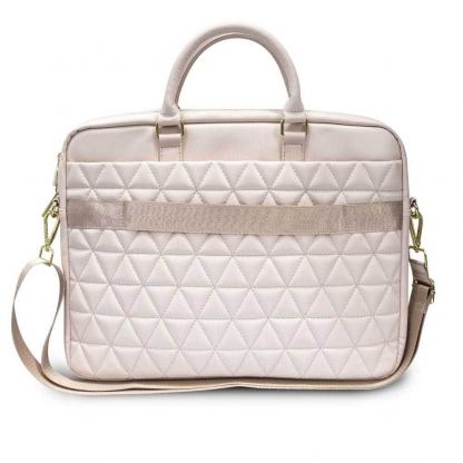 Guess Quilted Laptop Bag - луксозна дизайнерска чанта с дръжки и презрамка за преносими компютри до 15 инча (розово злато) 2
