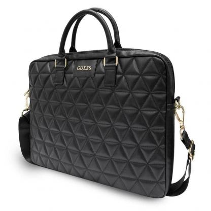 Guess Quilted Laptop Bag - луксозна дизайнерска чанта с дръжки и презрамка за преносими компютри до 15 инча (черна) 2