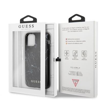 Guess Marble Case - дизайнерски кейс с висока защита за iPhone 11 Pro Max (черен) 7