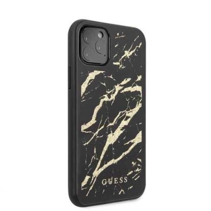 Guess Marble Glass Case - дизайнерски кейс с висока защита за iPhone 11 Pro (черен) 5