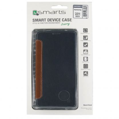 Кожен кейс/калъф 4smarts NOORD Book с прозрачна задна част за Samsung Note 5 (черен) 3