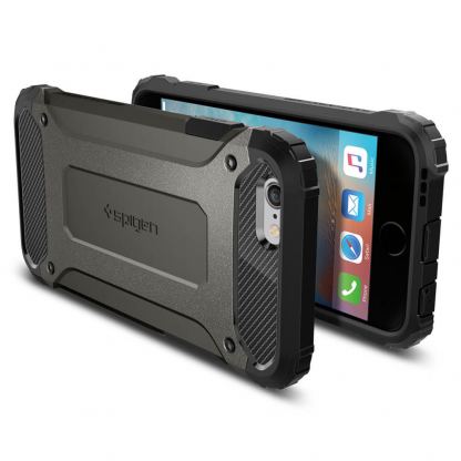 Spigen Tough Armor Tech - кейс с елементи от карбон и най-висока степен на защита за iPhone 6, iPhone 6S (сив-черен) 3