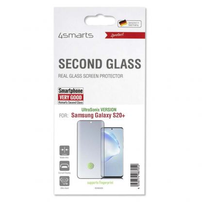 4smarts Second Glass UltraSonix with Colour Frame - калено стъклено защитно покритие с извити ръбове за Samsung Galaxy S20 Plus, S20 Plus 5G (черен-прозрачен) 2