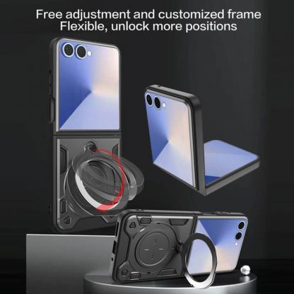 Хибриден удароустойчив кейс с вградена поставка за Samsung Galaxy Z Flip8 - Techsuit CamGuard Pro Case (черен) 2
