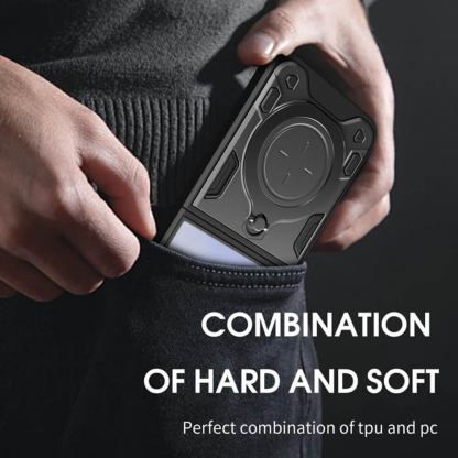 Хибриден удароустойчив кейс с вградена поставка за Samsung Galaxy Z Flip8 - Techsuit CamGuard Pro Case (черен) 4