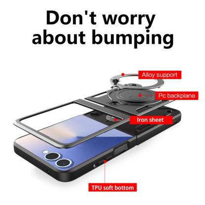 Хибриден удароустойчив кейс с вградена поставка за Samsung Galaxy Z Flip8 - Techsuit CamGuard Pro Case (червен) 4