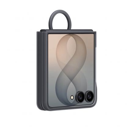 Оригинален силиконов кейс с пръстен против изпускане за Samsung Galaxy Z Flip8 - Samsung Silicone Magnet Cover Case With Ring EF-EF776CBE (тъмносив) 2