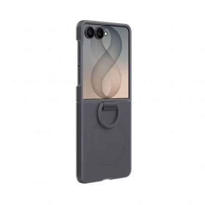 Оригинален силиконов кейс с пръстен против изпускане за Samsung Galaxy Z Flip8 - Samsung Silicone Magnet Cover Case With Ring EF-EF776CBE (тъмносив) 3