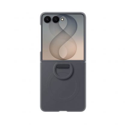 Оригинален силиконов кейс с пръстен против изпускане за Samsung Galaxy Z Flip8 - Samsung Silicone Magnet Cover Case With Ring EF-EF776CBE (тъмносив) 4