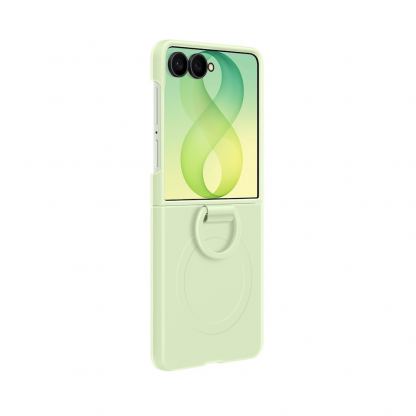Оригинален силиконов кейс с пръстен против изпускане за Samsung Galaxy Z Flip8 - Samsung Silicone Magnet Cover Case With Ring EF-EF776CGE (светлозелен) 3