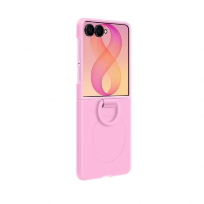Оригинален силиконов кейс с пръстен против изпускане за Samsung Galaxy Z Flip8 - Samsung Silicone Magnet Cover Case With Ring EF-EF776CVE (розов) 3