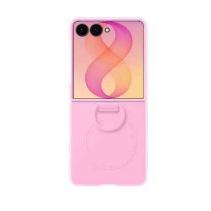 Оригинален силиконов кейс с пръстен против изпускане за Samsung Galaxy Z Flip8 - Samsung Silicone Magnet Cover Case With Ring EF-EF776CVE (розов) 4