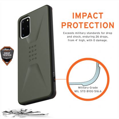 Urban Armor Gear Civilian - удароустойчив хибриден кейс за Samsung Galaxy S20 Plus (зелен) 7