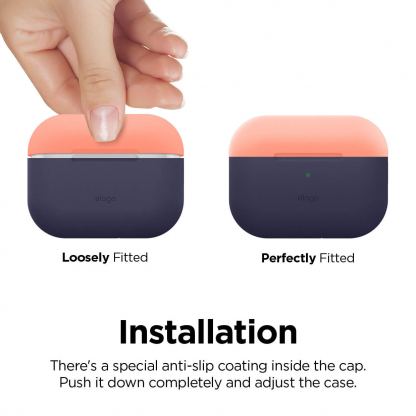 Elago Duo Silicone Case - силиконов калъф за Apple Airpods Pro (тъмносин-оранжев) 6