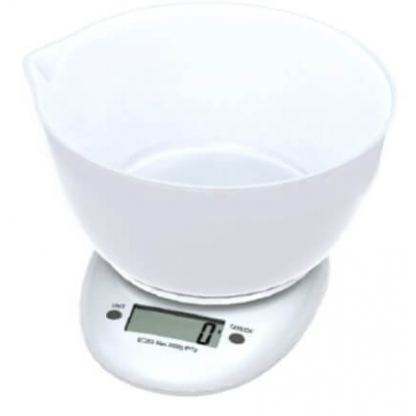 Omega Kitchen Scale With Bow - кухненска везна с купа за измерване на теглото на хранителни продукти (бял) 2