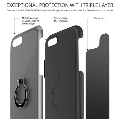 iLuv Metal Forge Ring Case - поликарбонатов кейс с пръстен против изпускане за iPhone SE (2020), iPhone 8, iPhone 7 (сив) 2