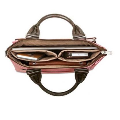 Moshi Urbana Mini Bag - стилна и луксозна кожена чанта за MacBook 12 с отделение за таблети и смартфони (бледо розов) 5