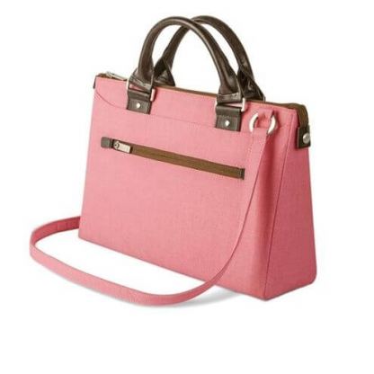 Moshi Urbana Mini Bag - стилна и луксозна кожена чанта за MacBook 12 с отделение за таблети и смартфони (бледо розов) 6