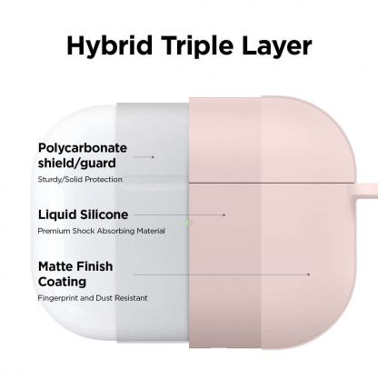Elago Airpods Pro Liquid Hybrid Hang Case - твърд силиконов кейс с карабинер за Apple Airpods Pro (розов) 2