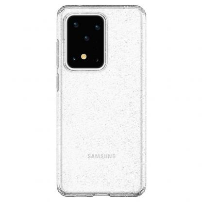 Spigen Liquid Crystal Glitter Case - тънък качествен силиконов (TPU) калъф за Samsung Galaxy S20 Ultra (прозрачен)  4