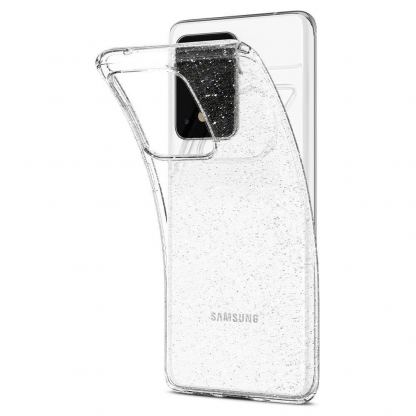 Spigen Liquid Crystal Glitter Case - тънък качествен силиконов (TPU) калъф за Samsung Galaxy S20 Ultra (прозрачен)  6