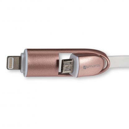 4Smarts MultiCord Car Charger - зарядно за кола с кабел за microUSB и Lightning стандарти за мобилни устройства (розово злато) 3