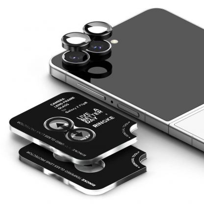 Комплект 2 броя предпазни стъклени лещи за камерата на Samsung Galaxy Z Flip8 - Ringke Camera Lens Glass 2 Pack (черен) 3