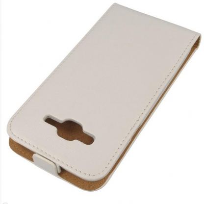 Leather Pocket Flip Case - вертикален кожен калъф с джоб за Samsung Galaxy J5 (бял) 2