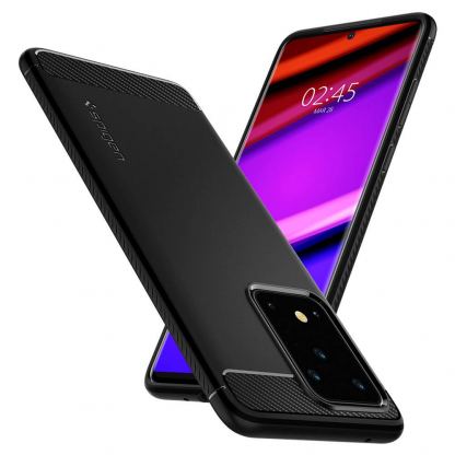 Spigen Rugged Armor Case - удароустойчив силиконов (TPU) калъф за Samsung Galaxy S20 Ultra (черен) 6