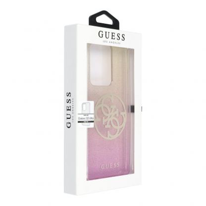 Guess Glitter 4G Circle Logo Case - дизайнерски кейс с висока защита за Samsung Galaxy S20 Ultra (розов) 2