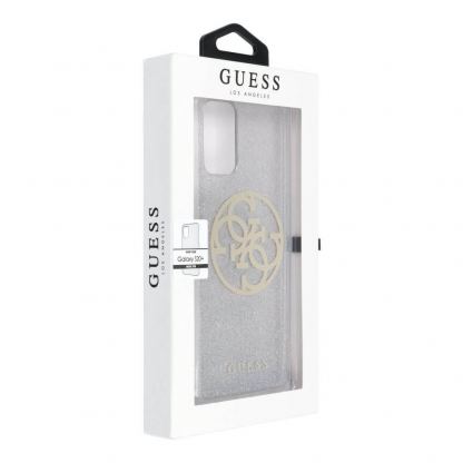 Guess Glitter 4G Circle Logo Case - дизайнерски кейс с висока защита за Samsung Galaxy S20 Plus (сив) 5
