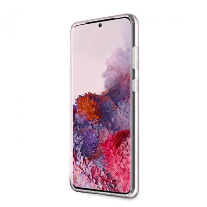 Guess Glitter 4G Circle Logo Case - дизайнерски кейс с висока защита за Samsung Galaxy S20 (розов) 8