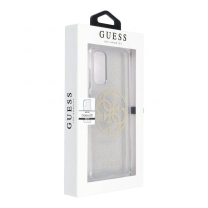 Guess Glitter 4G Circle Logo Case - дизайнерски кейс с висока защита за Samsung Galaxy S20 (сив) 2