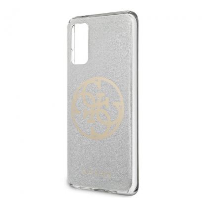 Guess Glitter 4G Circle Logo Case - дизайнерски кейс с висока защита за Samsung Galaxy S20 (сив) 3