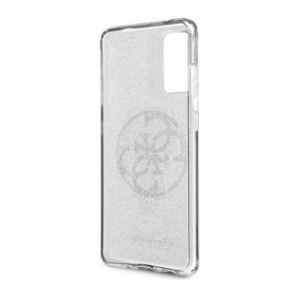 Guess Glitter 4G Circle Logo Case - дизайнерски кейс с висока защита за Samsung Galaxy S20 (сив) 4