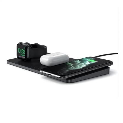 Satechi Trio Wireless Charging Pad - док станция и поставка за безжично зареждане на Qi устройства, Apple Watch и Apple AirPods (черен) 5